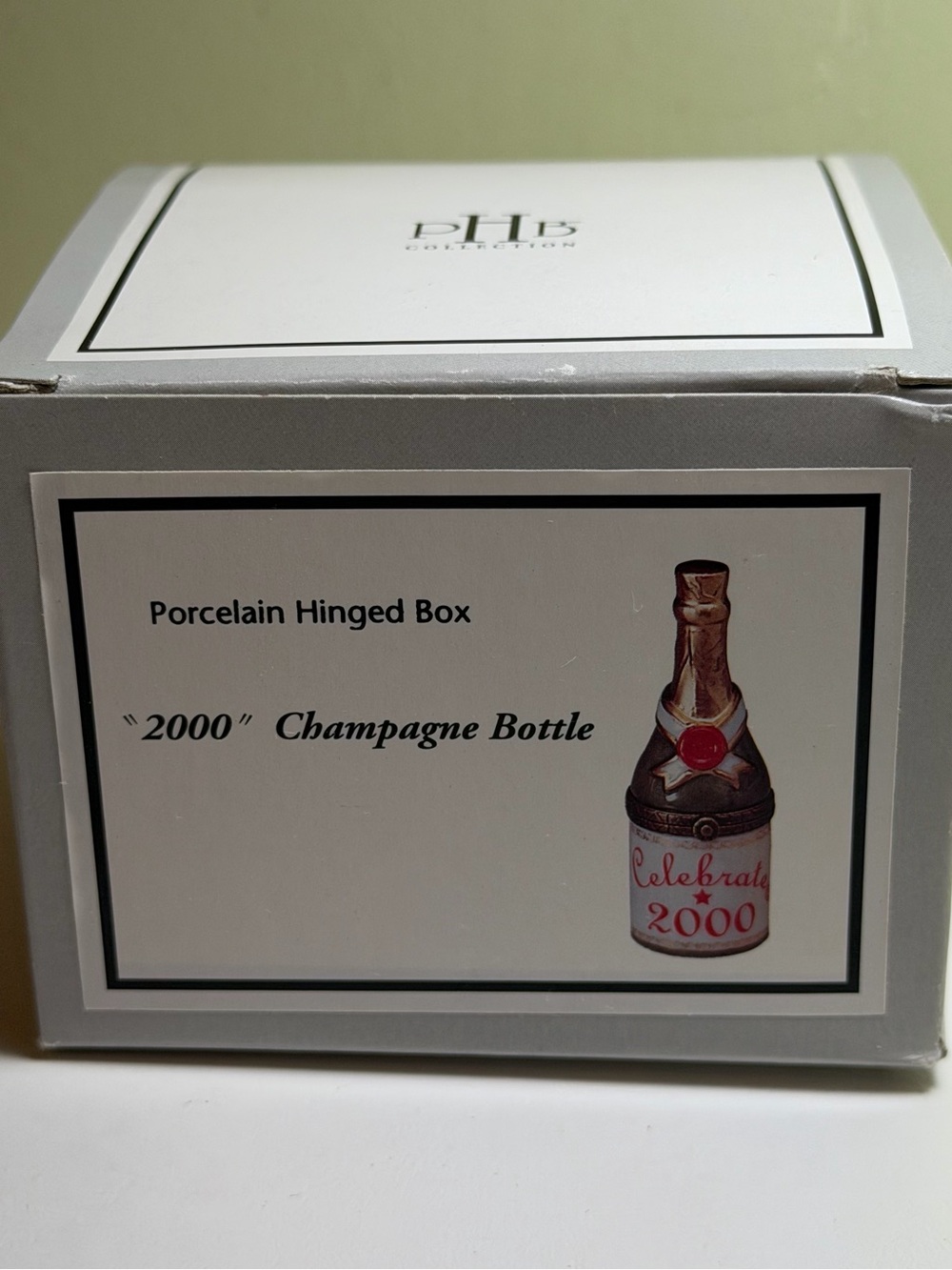 VTG PHB Midwest of Cannon Falls Porcelain Hinged Box "Celebrate 2000" Champagne